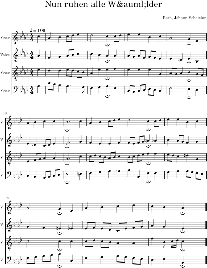 Nun ruhen alle Wälder, BWV 244/10 - Bach — first page preview