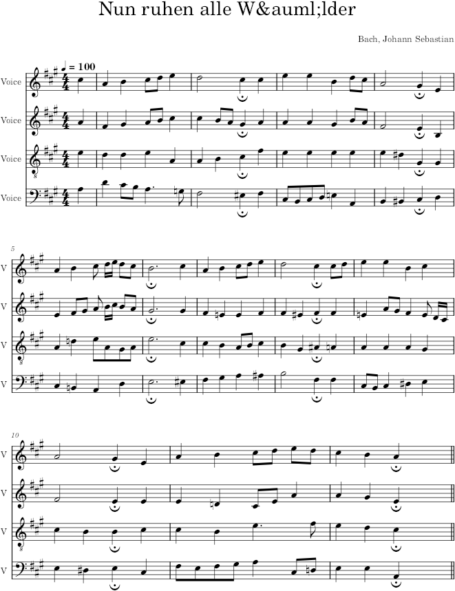 Nun ruhen alle Wälder, BWV 245/11 - Bach — first page preview