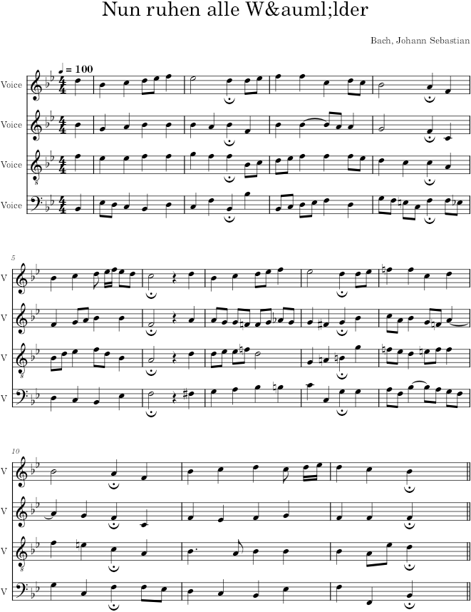 Nun ruhen alle Wälder, BWV 392 - Bach — first page preview