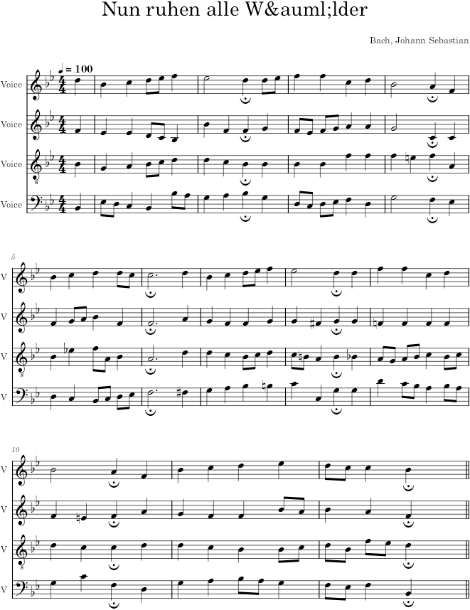 Nun ruhen alle Wälder, BWV 44/7 - Bach — first page preview