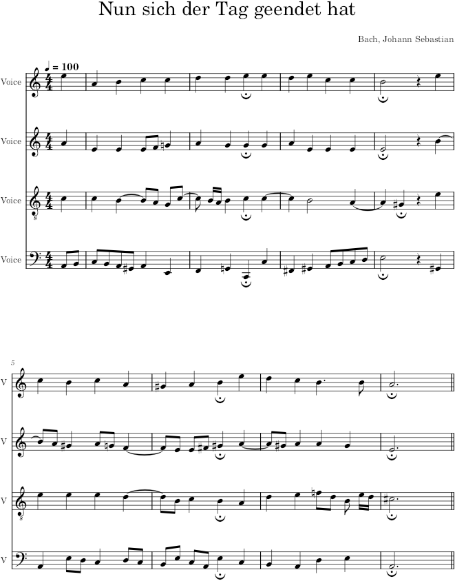 Nun sich der Tag geendet hat, BWV 396 - Bach — first page preview
