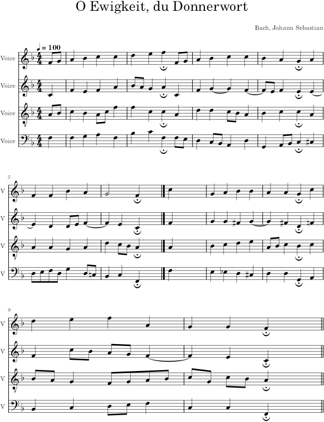 O Ewigkeit, du Donnerwort, BWV 20/7,11 - Bach — first page preview