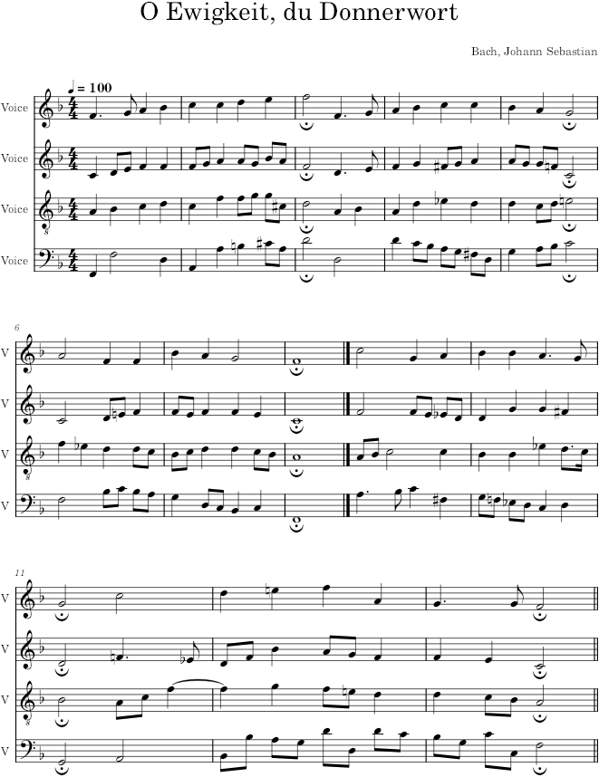 O Ewigkeit, du Donnerwort, BWV 397 - Bach — first page preview