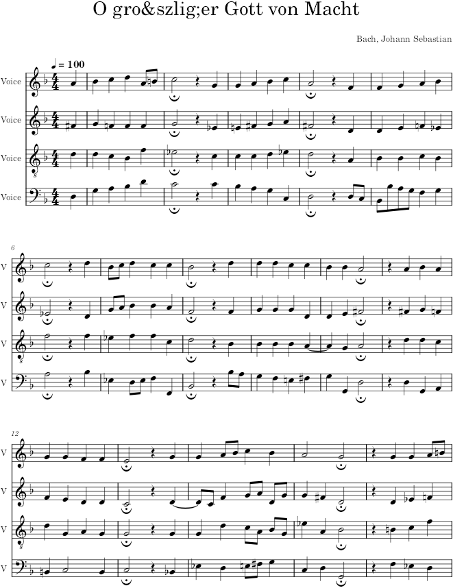 O großer Gott von Macht, BWV 46/6 - Bach — first page preview