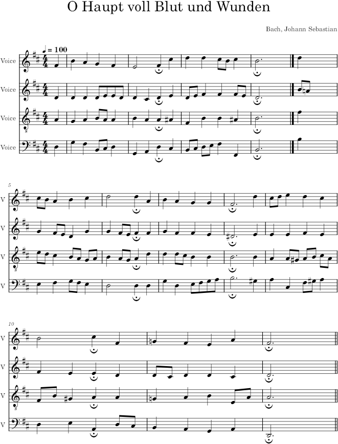 O Haupt voll Blut und Wunden, BWV 244/15,17 - Bach — first page preview