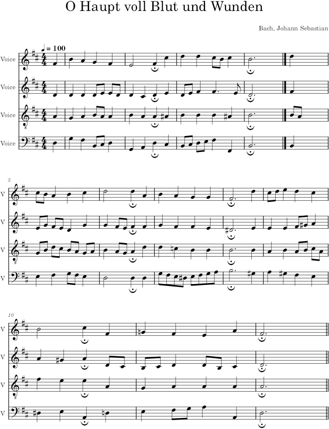 O Haupt voll Blut und Wunden, BWV 244/44 - Bach — first page preview