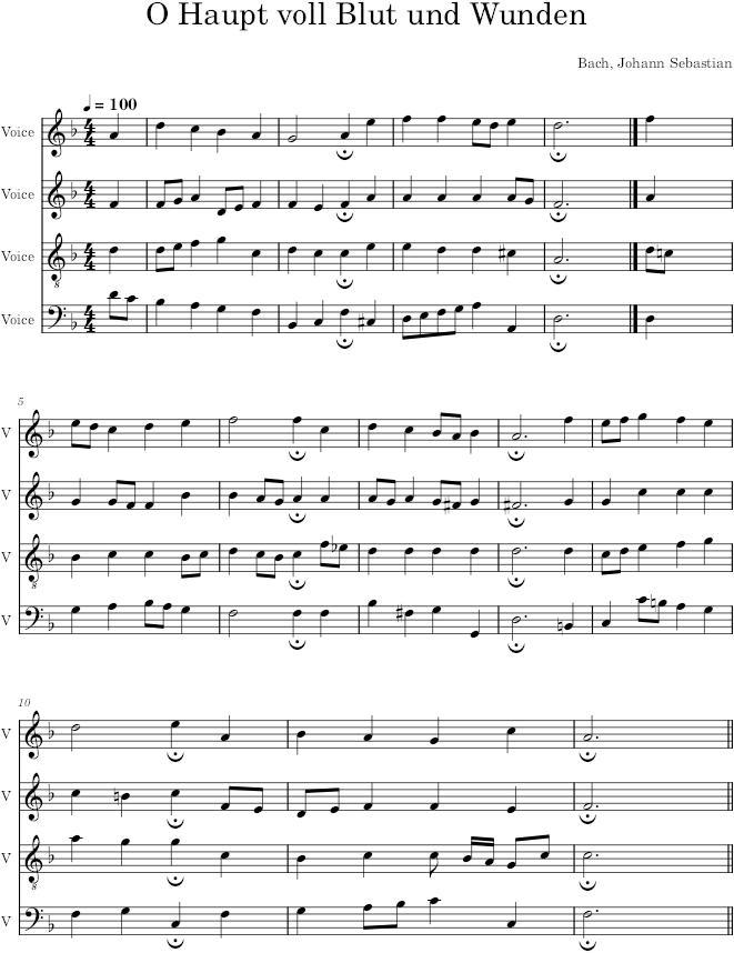 O Haupt voll Blut und Wunden, BWV 244/54 - Bach — first page preview