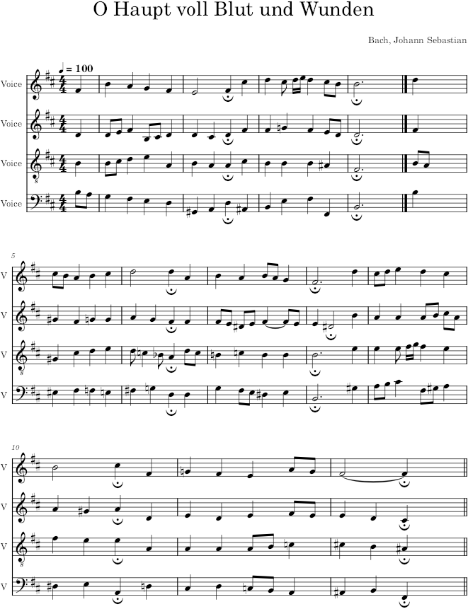 O Haupt voll Blut und Wunden, BWV 244/62 - Bach — first page preview