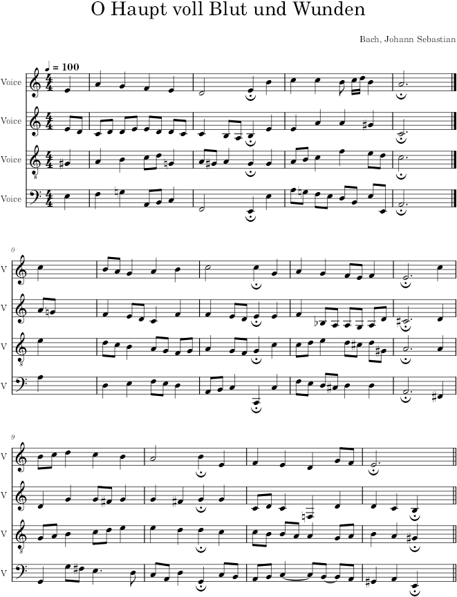 O Haupt voll Blut und Wunden, BWV 248/5 - Bach — first page preview