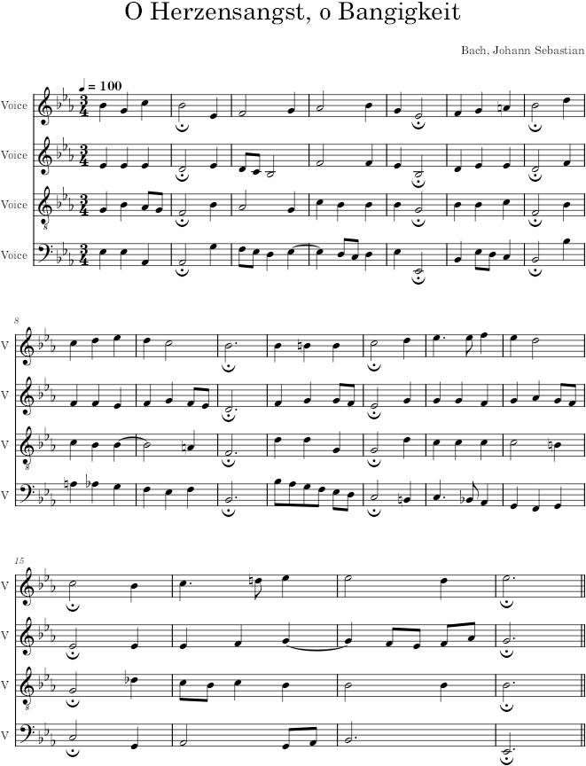 O Herzensangst, o Bangigkeit, BWV 400 - Bach — first page preview