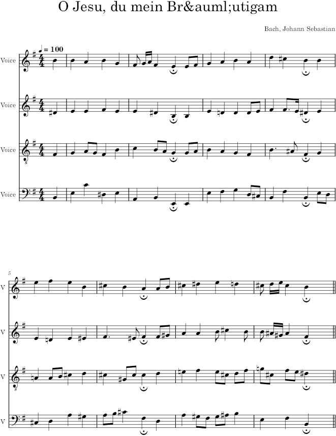 O Jesu, du mein Bräutigam, BWV 335 - Bach — first page preview