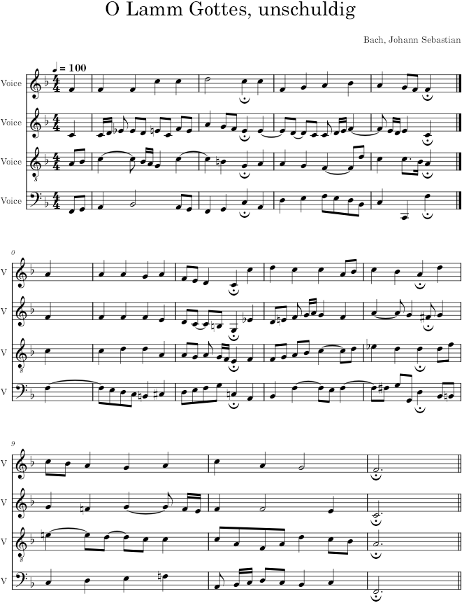 O Lamm Gottes, unschuldig, BWV 401 - Bach — first page preview