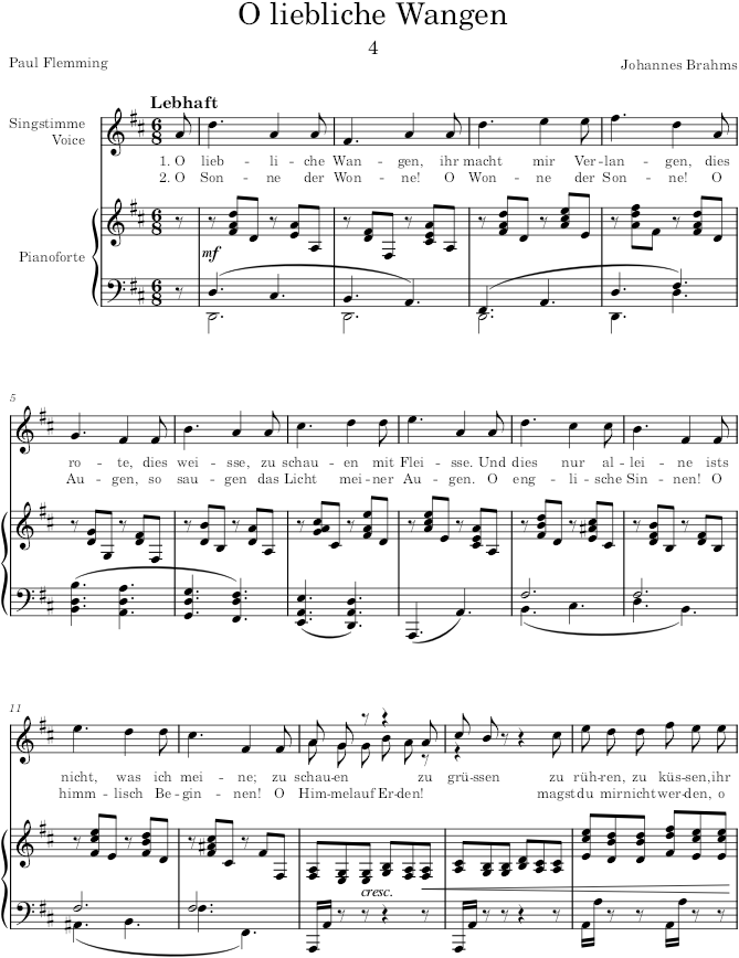 O liebliche Wangen (5 Lieder, Op.47) - Brahms — first page preview