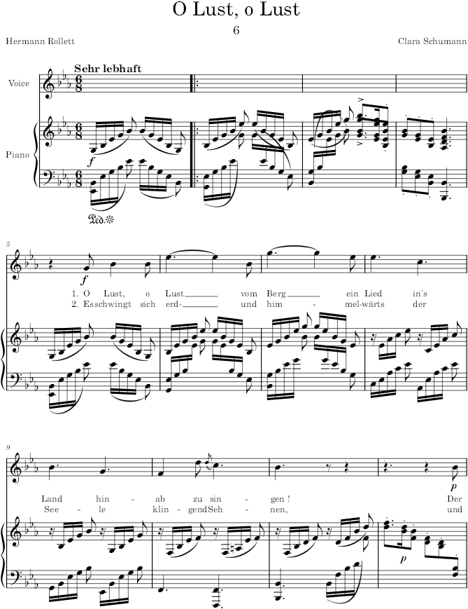 O Lust, o Lust (6 Lieder, Op.23) - Schumann — first page preview