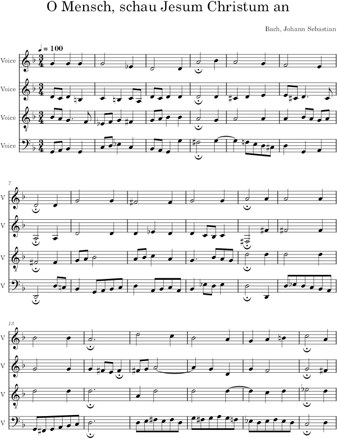 O Mensch, schau Jesum Christum an, BWV 403 - Bach — first page preview
