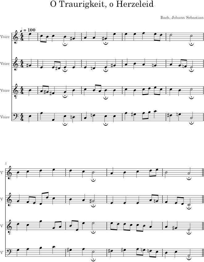 O Traurigkeit, o Herzeleid, BWV 404 - Bach — first page preview