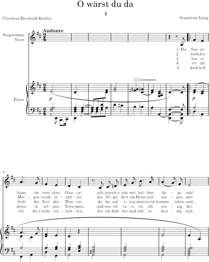 O wärst du da (6 Lieder, Op.12) - Lang — first page preview