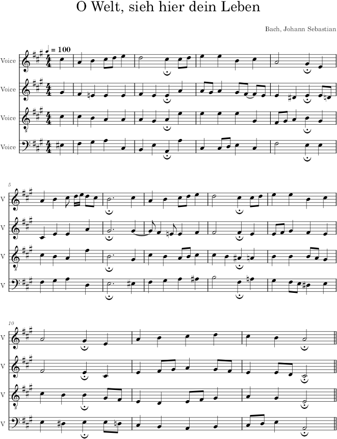 O Welt, sieh hier dein Leben, BWV 393 - Bach — first page preview