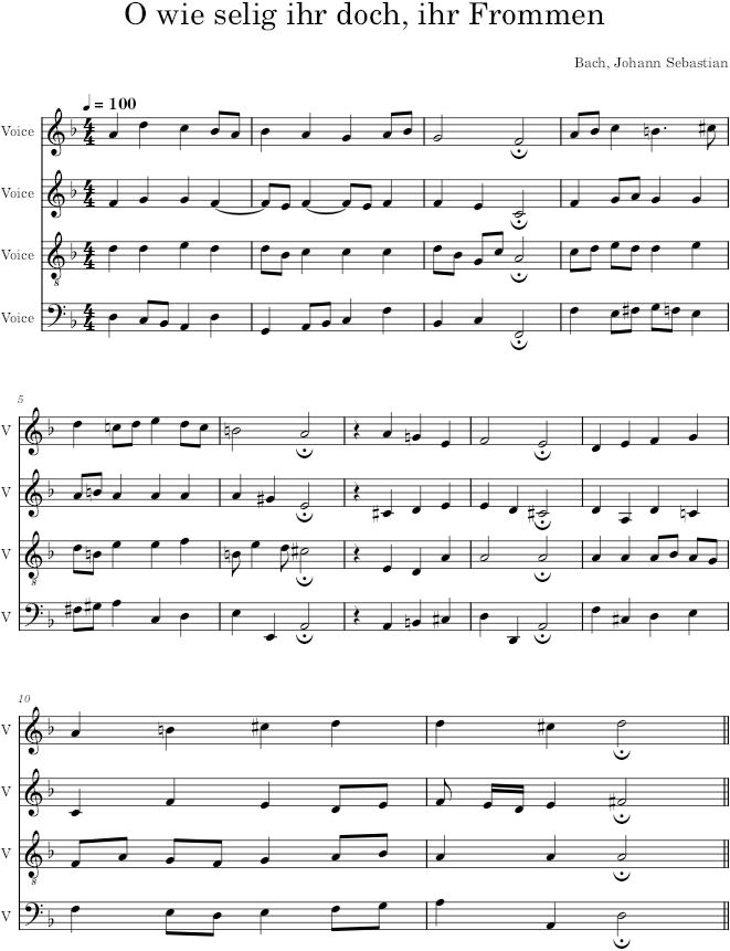 O wie selig ihr doch, ihr Frommen, BWV 405 - Bach — first page preview