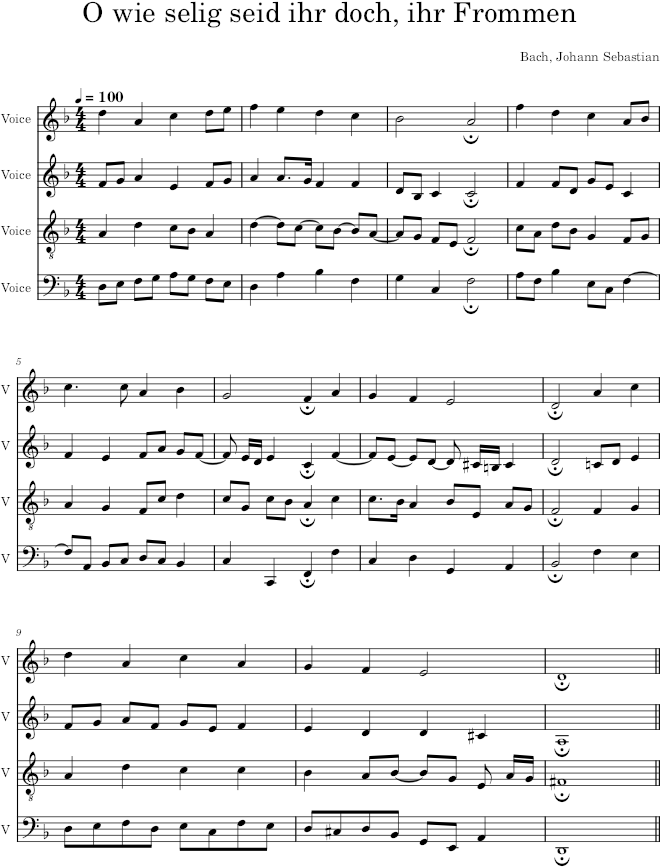 O wie selig seid ihr doch, ihr Frommen, BWV 406 - Bach — first page preview