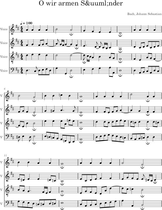 O wir armen Sünder, BWV 407 - Bach — first page preview