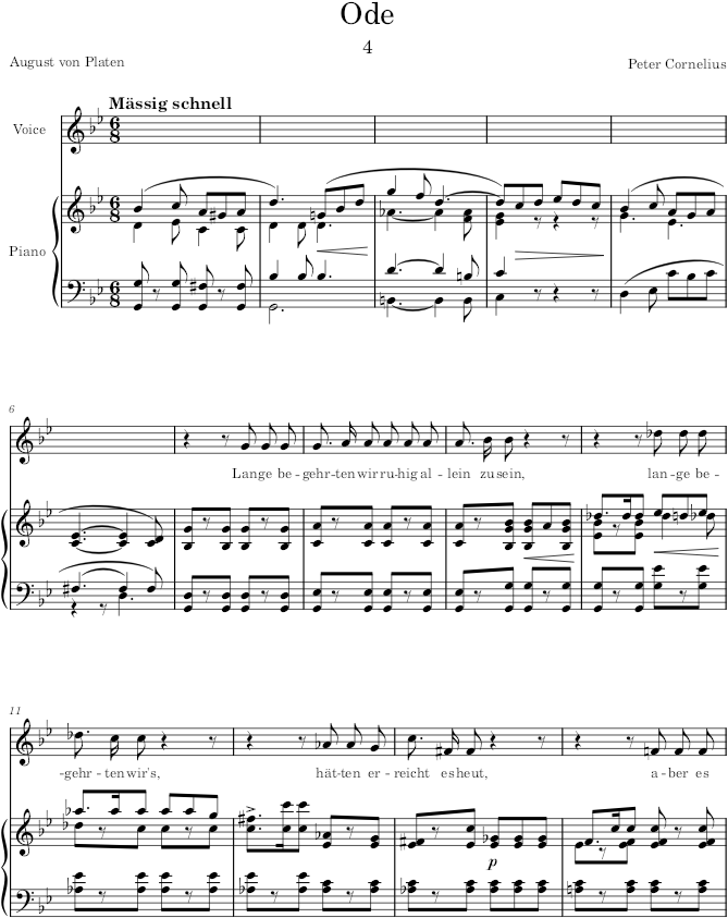 Ode (6 Lieder, Op.5) - Cornelius — first page preview