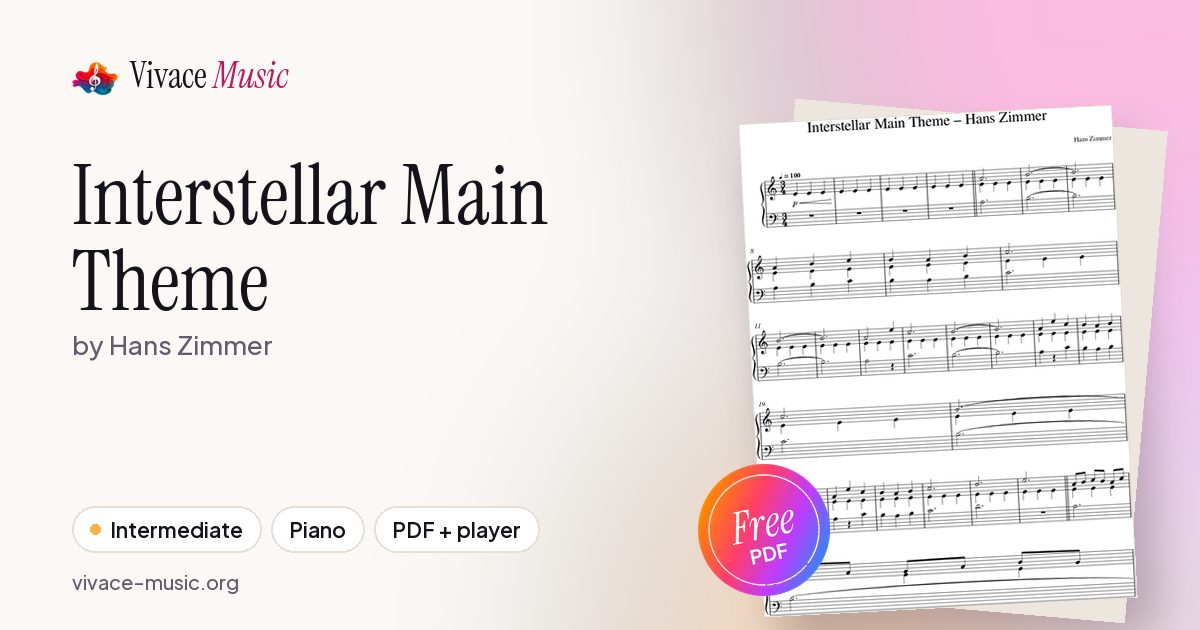 Interstellar Main Theme – Hans Zimmer — Free Piano Sheet Music PDF ...