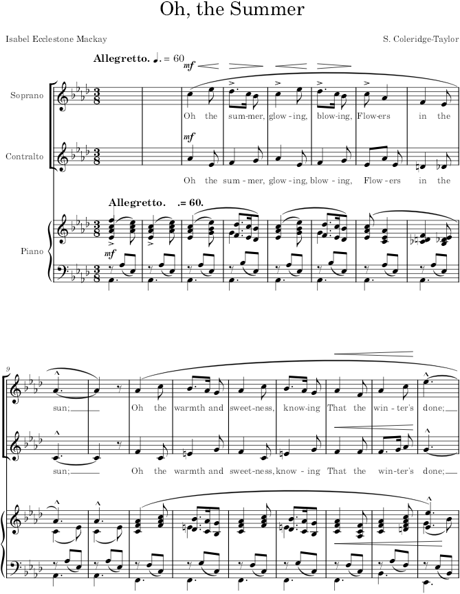 Oh, the Summer - Coleridge-Taylor — first page preview