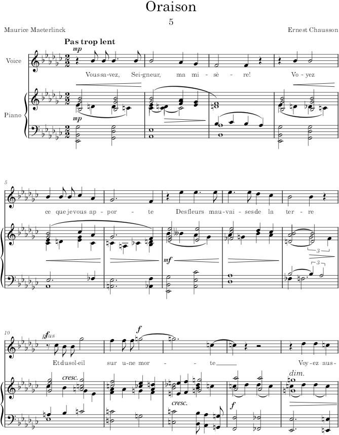 Oraison (Serres chaudes, Op.24) - Chausson — first page preview
