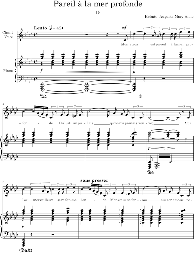 Pareil à la mer profonde (Mélodies) - Holmès — first page preview