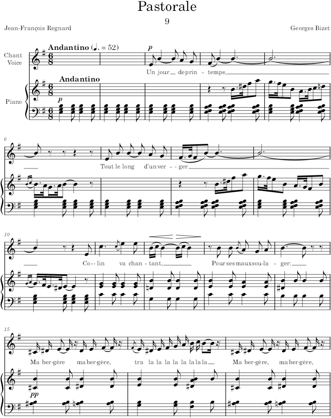 Pastorale (20 Mélodies, Op.21) - Bizet — first page preview