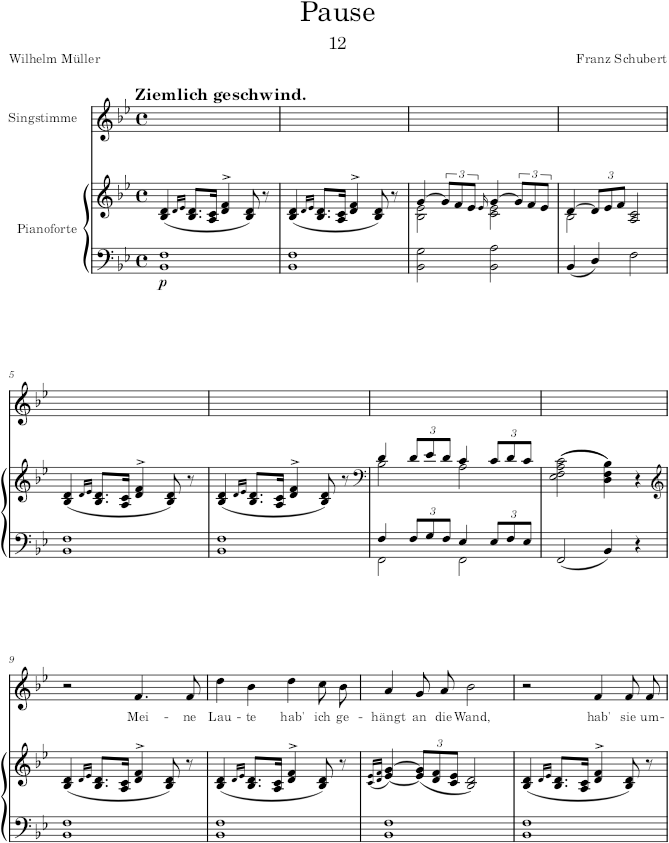Pause (Die schöne Müllerin, D.795) - Schubert — first page preview