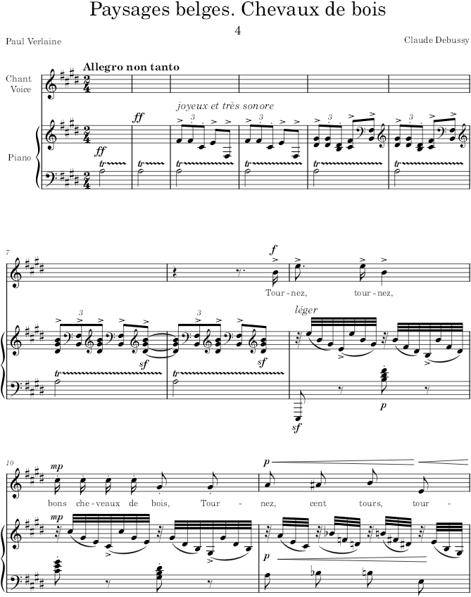 Paysages belges. Chevaux de bois (Ariettes Oubliées) - Debussy — first page preview