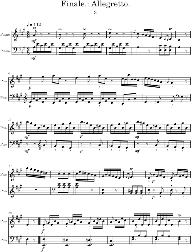 Piano Sonata No. 12, Movement 3 - Mozart — first page preview