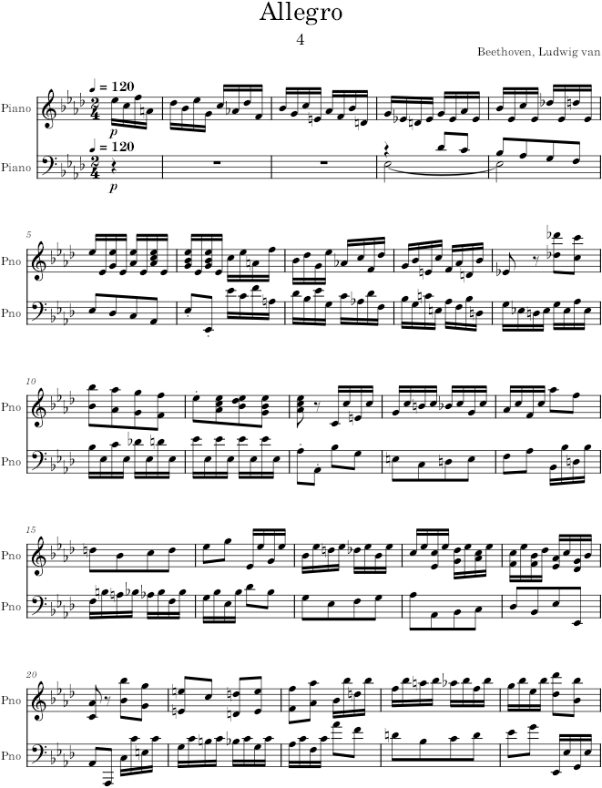 Piano Sonata No. 12, Movement 4 - Beethoven — first page preview