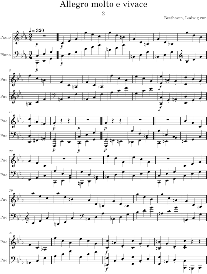 Piano Sonata No. 13, Movement 2 - Beethoven — first page preview