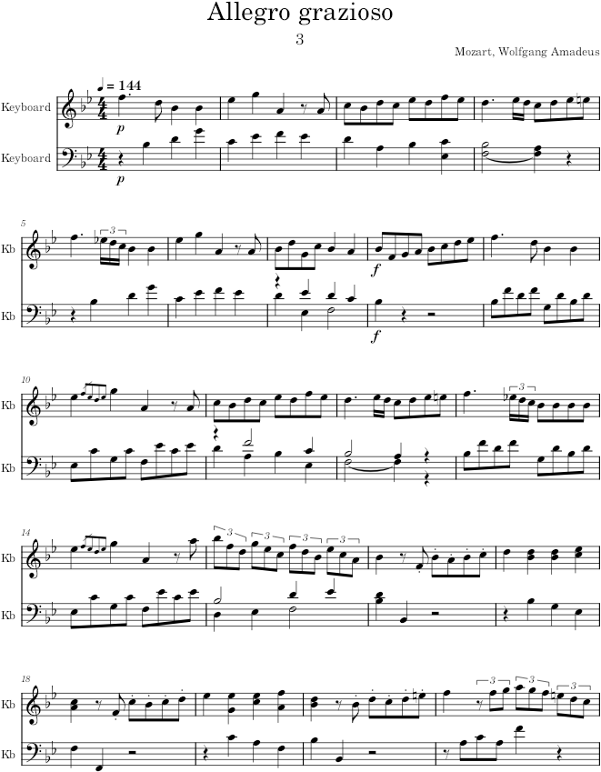 Piano Sonata No. 13, Movement 3 - Mozart — first page preview