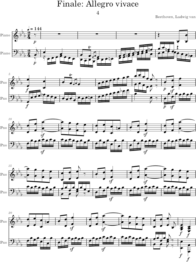 Piano Sonata No. 13, Movement 4 - Beethoven — first page preview
