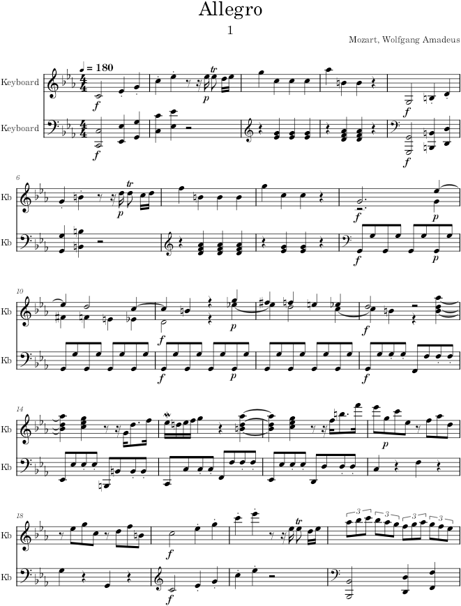 Piano Sonata No. 14 in C minor, K 457 - Mozart — first page preview