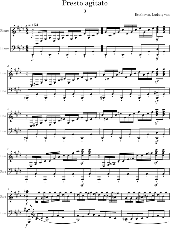 Piano Sonata no. 14 in C-sharp minor (Moonlight) - Beethoven — first page preview