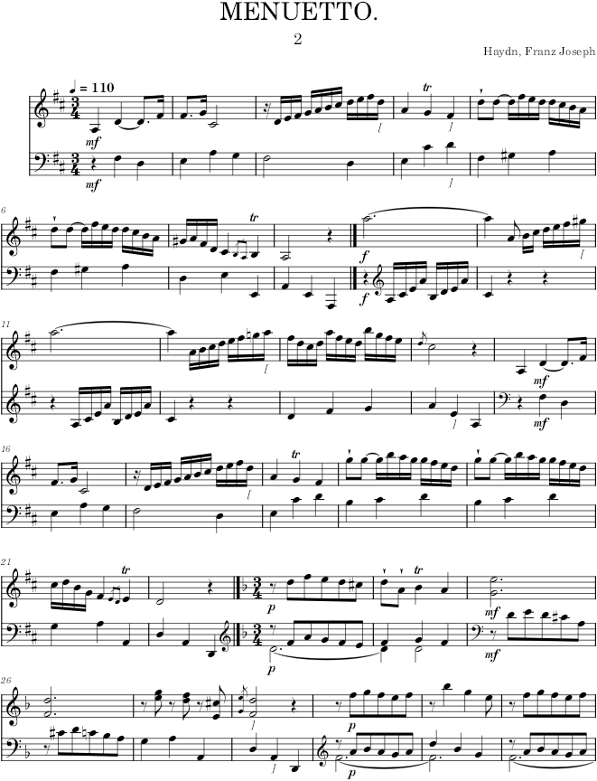Piano Sonata No. 16, Movement 2 - Mozart — first page preview