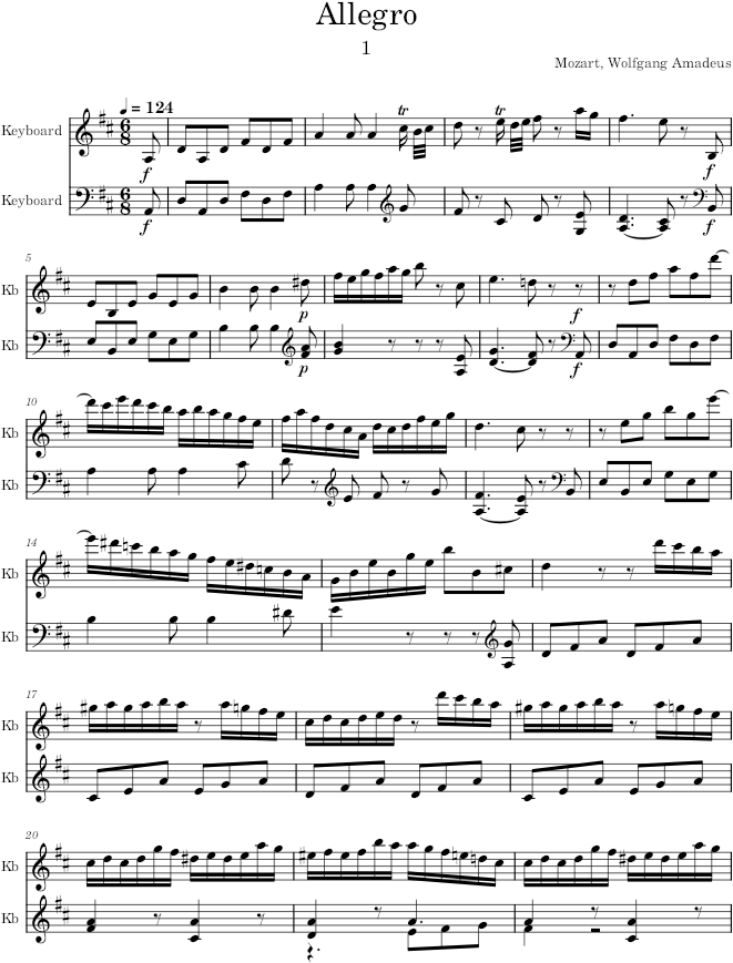 Piano Sonata No. 17 in D major, K 576 - Mozart — first page preview