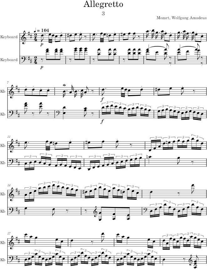 Piano Sonata No. 17, Movement 3 - Mozart — first page preview