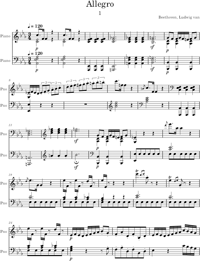 Piano Sonata no. 18 in E-flat major - Beethoven — first page preview