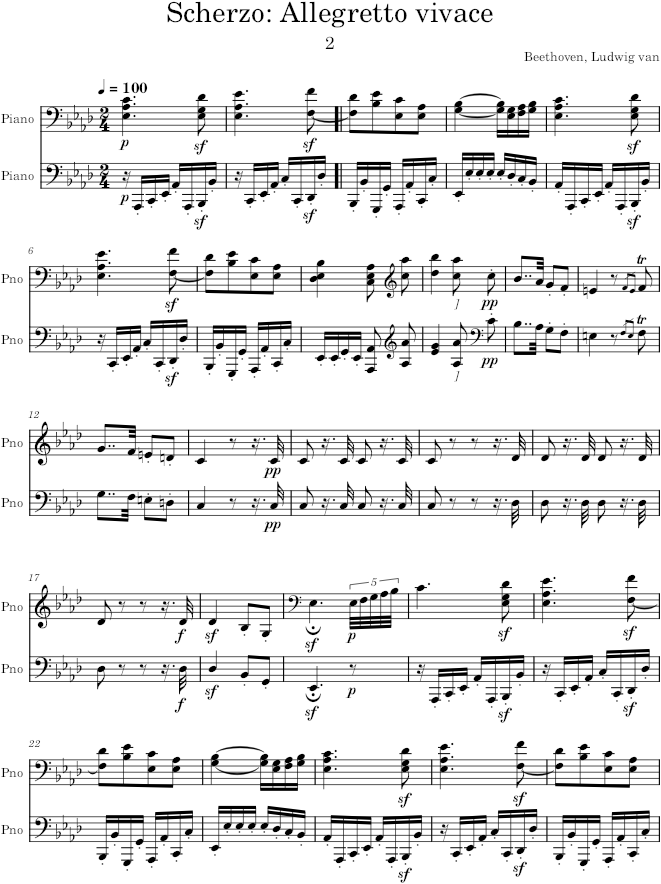 Piano Sonata No. 18, Movement 2 - Beethoven — first page preview