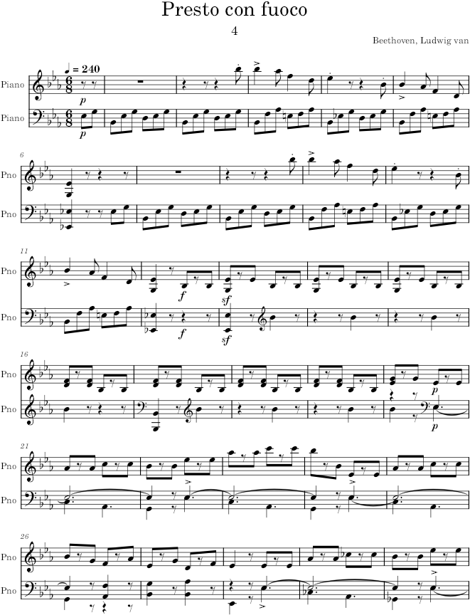 Piano Sonata No. 18, Movement 4 - Beethoven — first page preview