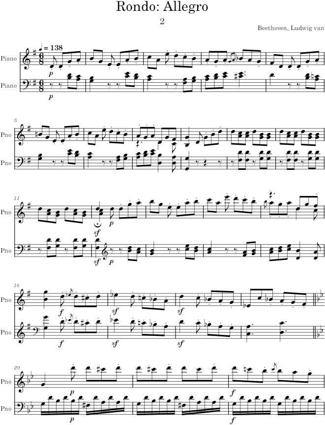 Piano Sonata No. 19, Movement 2 - Beethoven — first page preview