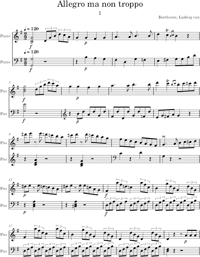 Piano Sonata No. 20 in G major - Beethoven — first page preview
