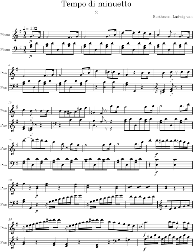 Piano Sonata No. 20, Movement 2 - Beethoven — first page preview