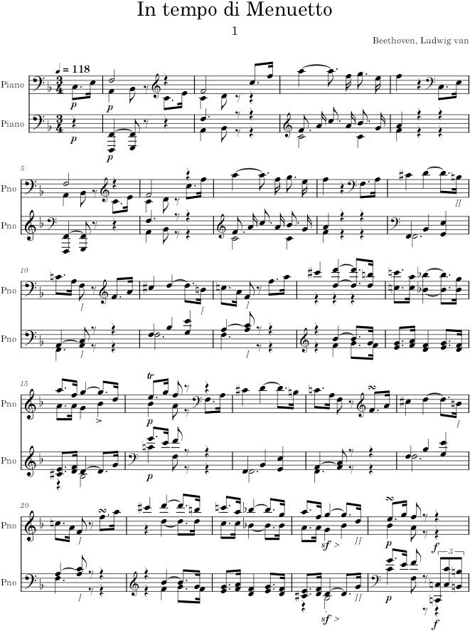 Piano Sonata no. 22 in F major - Beethoven — first page preview